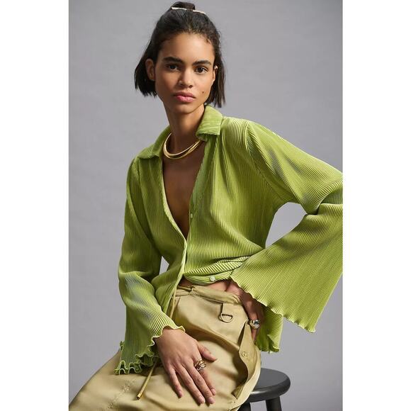 Dolan Lettuce Hem Top Green Medium - Picture 1 of 7